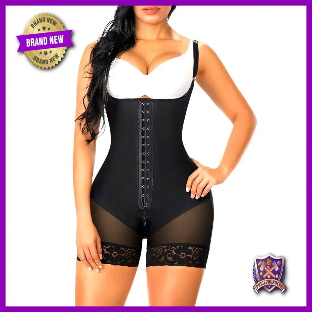 Tummy Control Shapewear Bodysuit with Zipper Crotch Post Surgery Compression
